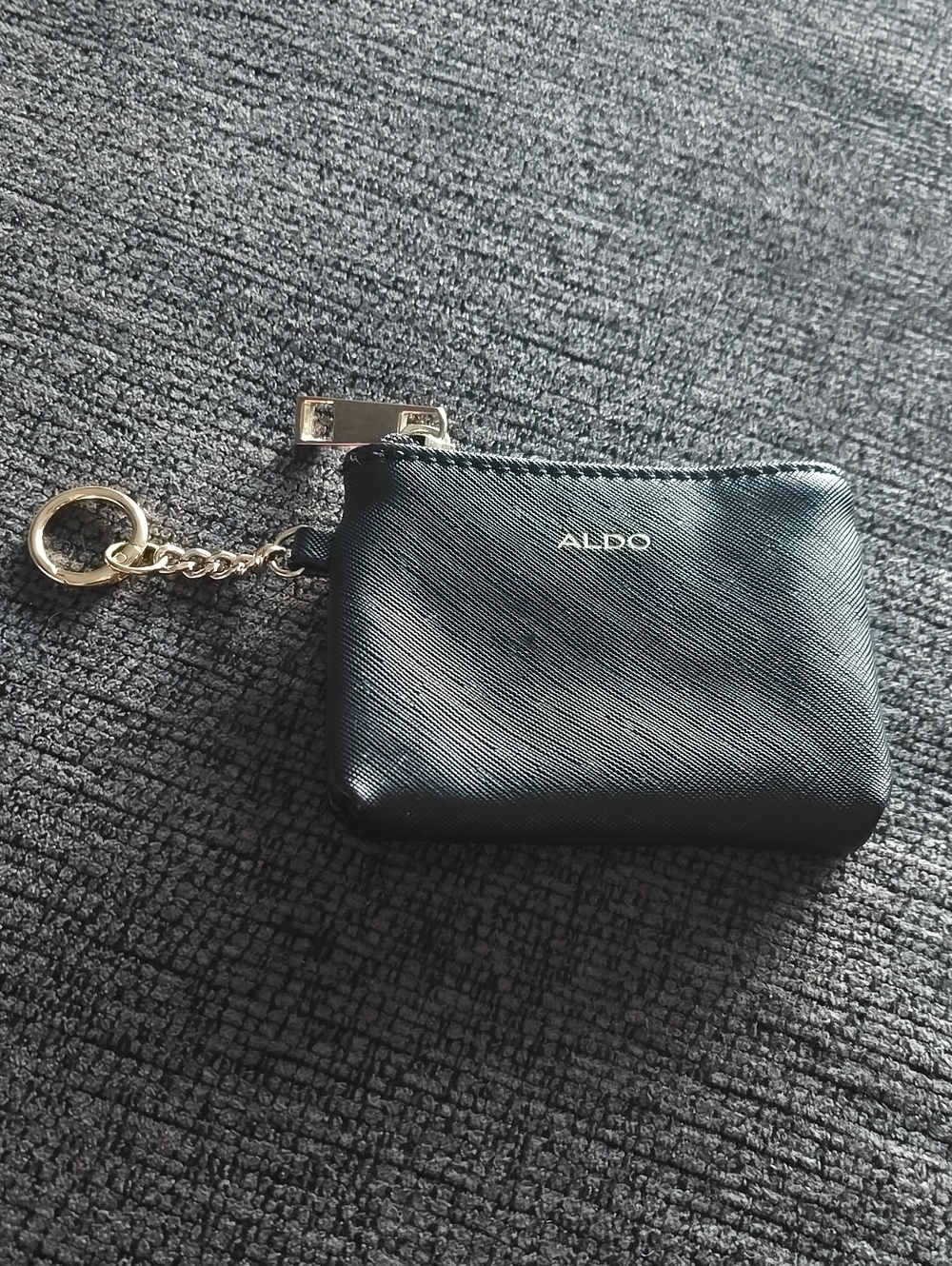 Aldo Black Mini Coin Pouch with Gold Chain